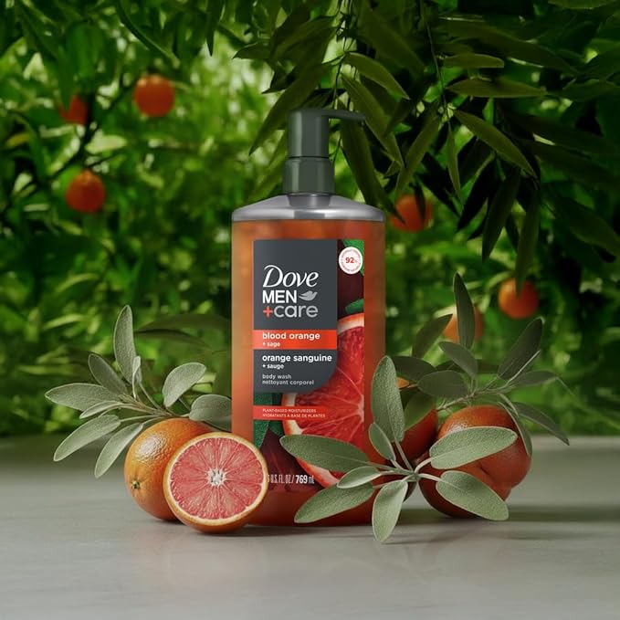 DOVE MEN Moisturizing Body Wash | #1 Dermatologist Body Wash for Men, Sulfate Free, Paraben Free, & Dye Free | Blood Orange + Sage, 26oz