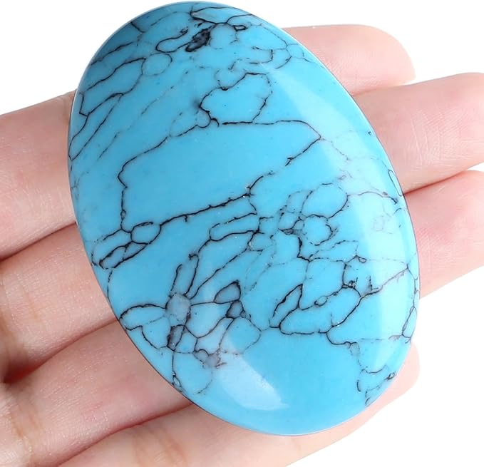 MAIBAOTA 2.4" Large Green Turquoise Crystal Stone Large Polished Palm Stone Healing Crystals 0.7" Thick Natural Reiki Gemstone Worry Stone Energy Balancing Anxiety Stress Relief Meditation 1 Pc
