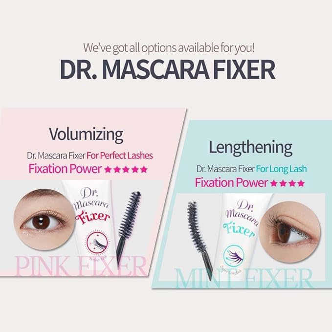 ETUDE Dr. Mascara Fixer For Super Long Lash, Korean Mascara Primer, Natural Extension, Lengthening, Smudge-Proof, Korean Makeup, Beauty, Micro Black Fiber Formula (0.203 Fl Oz)