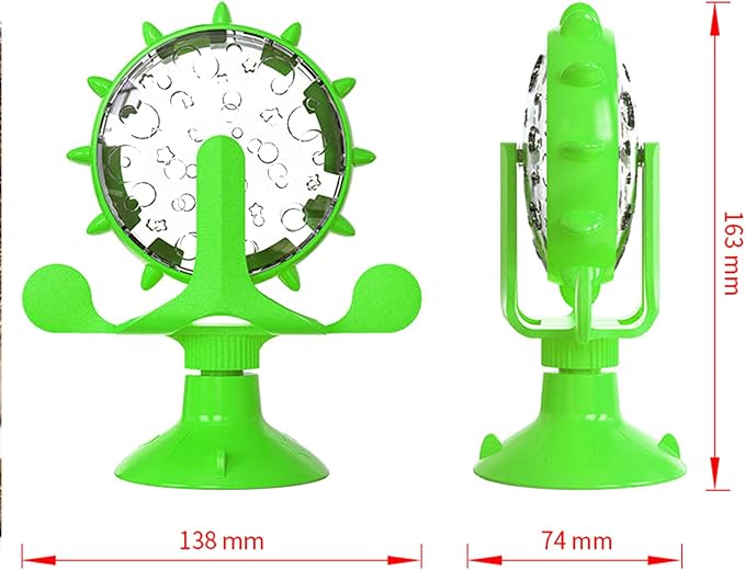 Interactive Cat Treat Leaking Toy for Small Dogs Original Slow Feeder Funny Dog Wheel Pet Products Accessories, Cat Treat Dispenser Toy Interactive Puzzle (Green)