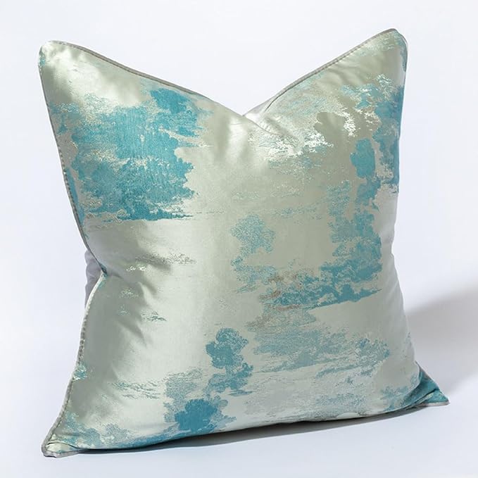 vctops Abstract Decorative Luxurious Throw Pillow Covers Jacquard Square Cushion Cases Pillowcase for Bed Sofa Couch Chair Car Home Decor (Sky Blue,18"x18")