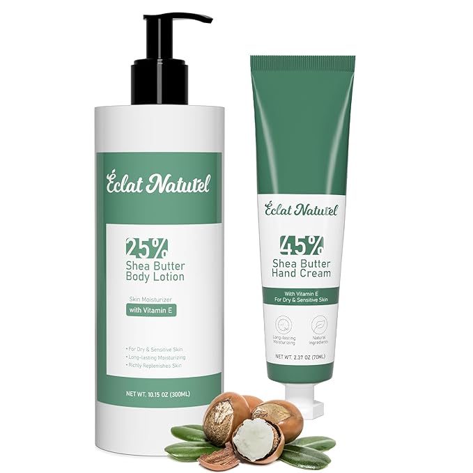 Hand Cream & Body Lotion Set, with Shea Butter & Vitamin E Moisturizer, Deep Nourishing Moisturizing Creams for Dry Hands, 2.37 Fl Oz Hand Cream & 10.15 Fl Oz Body Lotion
