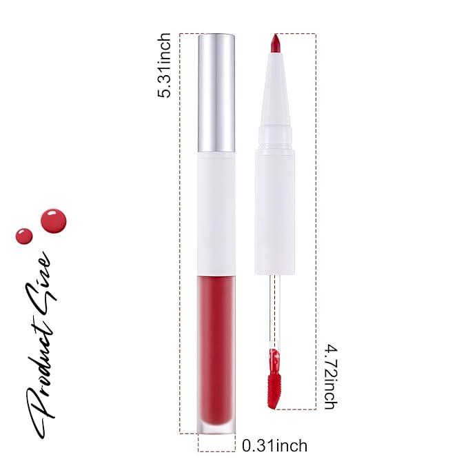 Dual-Head Lip Liner and Gloss Pen, Moisturizing Smooth Long Lasting Waterproof Smudge Proof for Perfectly Defined Lips and Glossy Finish Ideal for Makeup Lovers 02
