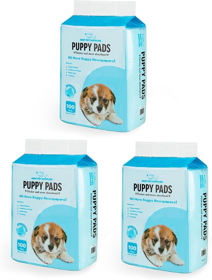 Best Pet Supplies Dog Training Puppy Pee Pads - Blue, 300 Count | 22.5x22" Potty Pads, Super Absorbent, Disposable, Leakproof, Keeps Floors Protected & Paws Dry, For Indoor Dogs, Odor Control