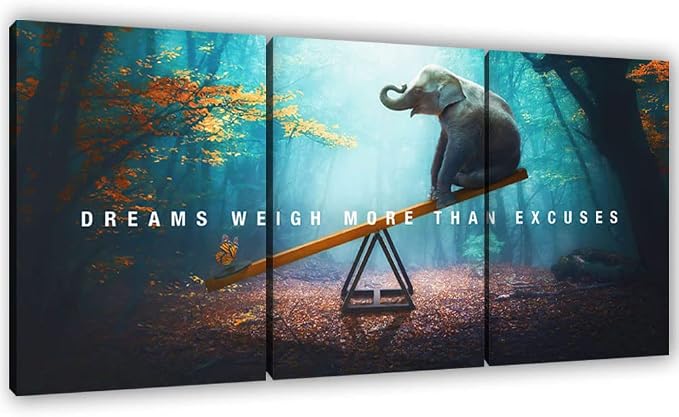 Yetaryy Motivational Poster Inspirational Wall Art 3 Pieces Canvas Painting Lion Artwork for Living Room Office Modern Home Decor Prints Pictures Wall Decor Framed Ready to Hang [36''Wx 16''H]
