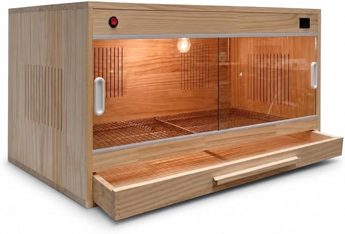 Wooden Box for Chicks, Pet Breeding Box with Sliding Door, Standard Configuration (Non-Thermostatic), 50x30x30 CM