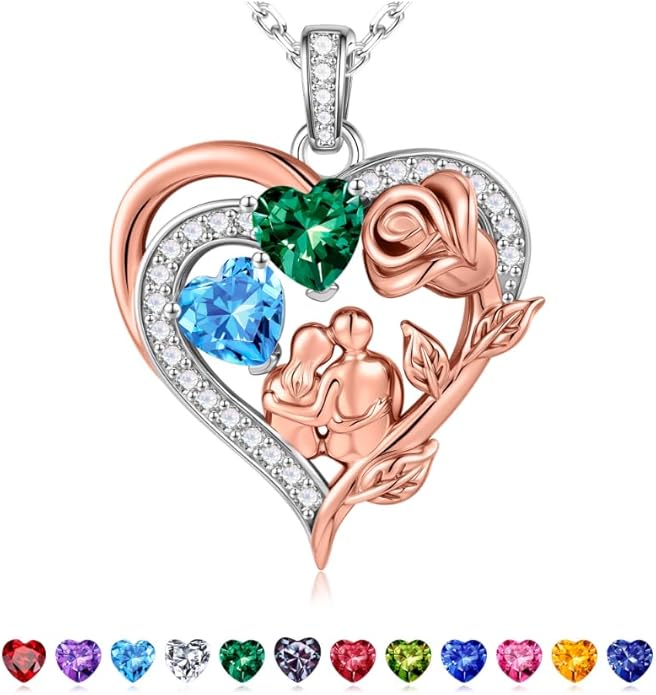 Iefil Valentines Day Gifts for Her - 925 Sterling Silver Birthstone Necklace for Women, Anniversary Birthday Gifts for Wife Girlfriend Mom