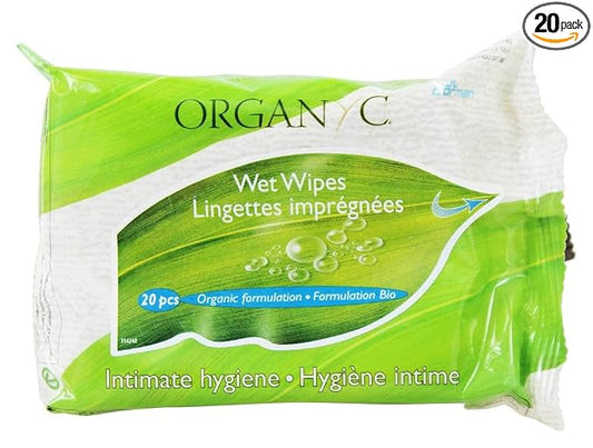 Organyc Feminine Hygiene Wipes, 20 Pieces Pack