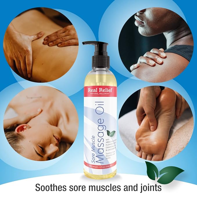 Arnica Massage Oil with Chamomile & Lavender Essential Oils, for Massage (Personal or Professional Use), 8 fl. oz.