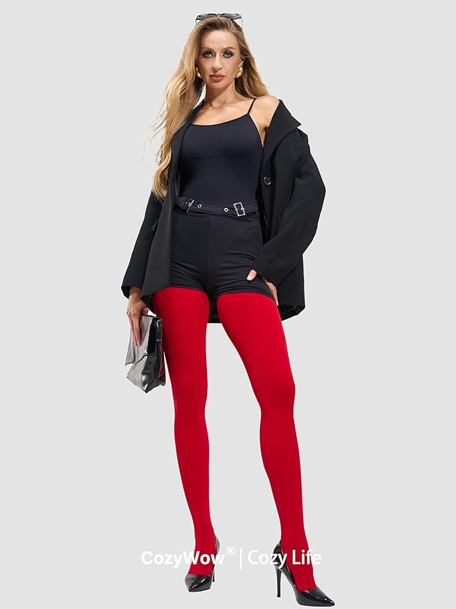 CozyWow Women's 80D Soft Opaque Tights, High Waist Solid Color Womens Tights with 30+ Colors