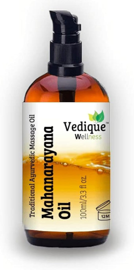 VEDIQUE Remedies Mahanarayana Oil | 100ml (3.38 fl oz) | Over 50 Herbs | Classical Ayurvedic Massage Oil for Muscles & Joints | Vata Balancing | All Natural