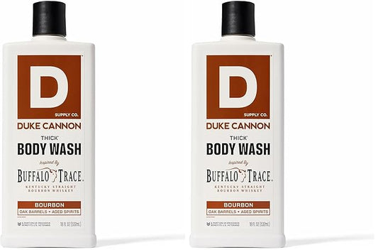 Duke Cannon Supply Co. Thick High Viscosity Body Wash - 3X Thicker, Plant-Based, Mineral-Enriched Body Wash for Men - Big American Bourbon - Mens Body Scrub - Bourbon (18 oz) (Pack of 2)