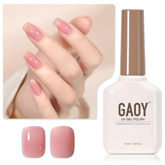 GAOY Sheer Maroon Gel Nail Polish, 16ml Jelly Pink Burgundy Translucent Color 1354 UV Light Cure Gel Polish for Nail Art DIY Manicure and Pedicure at Home