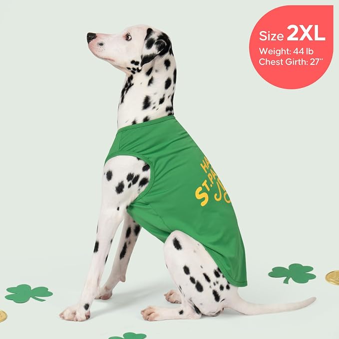 KYEESE 2Pack St. Patrick's Day Dog Shirt, Breathable Tank Top Sleeveless Dog T Shirts for Medium Large Dogs Boy Girl, Lightweight Dogs Clothes Pet Outfit for Holiday, Green, 2XL