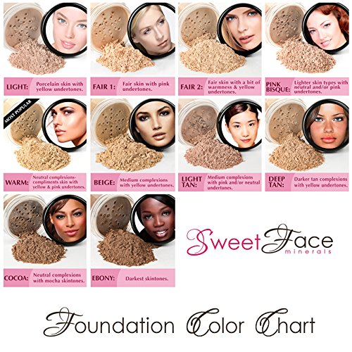 STARTER SET w/SETTING SPRAY MIST (COCOA) Mineral Makeup Kit Bare Face Matte Sheer Foundation Cover