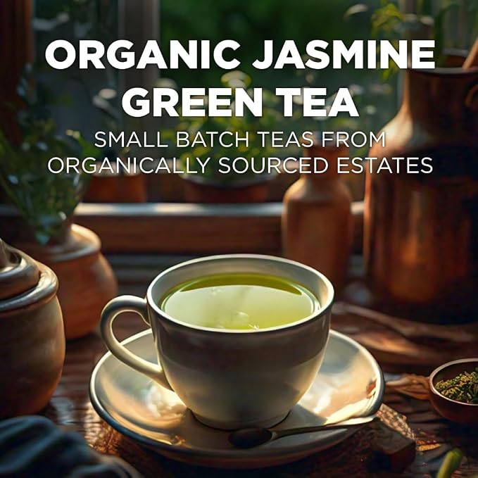 Maud's Organic Jasmine Green Tea Pods, 24 ct, Single Serve Tea Pods – 100% Gourmet Blended Tea Leaves, Compatible with Keurig K Cups Maker