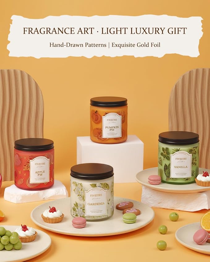 Apple Cinnamon Scented Candles for Fall Home, 13oz Natural Soy Wax 2-Wick Jar, Up to 76-Hour Clean Burn, Crisp Spiced Apple Home Fragrance, Gift for Women Men
