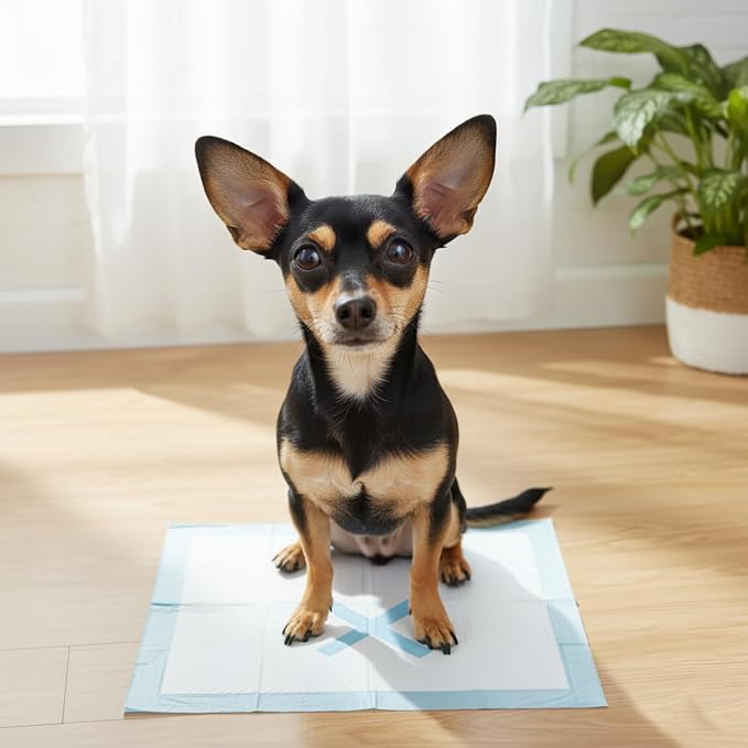 SPOT X Marks The Spot Extra Absorbent Puppy Pads with Adhesive Strips & Pheromones – Attracts Dogs to Center for Training & Potty, 22" x 22", 50-Pack