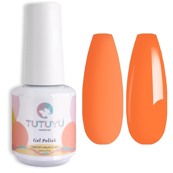 Orange Neon Gel Polish,15ml UV/LED Soak Off Bright Orange Gel Nail Polish Kit for Manicure Salon or DIY Nail Art at Home,Summer Holiday Color Gel - GP0085