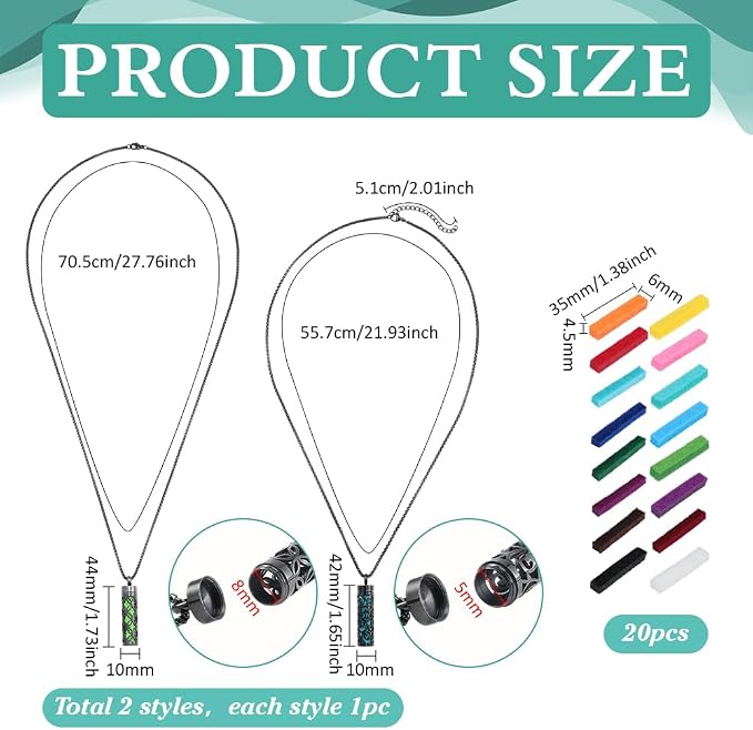 PH PandaHall Essential Oil Diffuser Necklace 2 Styles Black Aromatherapy Necklaces Stainless Steel Locket Pendant with 20pcs Refill Pads Perfume Bottle Necklace for Women Men Birthday Jewelry Gifts