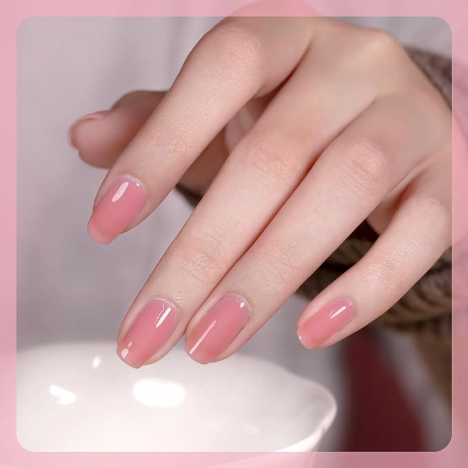 RARJSM Jelly Nude Gel Nail Polish Set Sheer Milky Blush Pastel Rose Caramel Pink 6 Transparent Neutral Skin Tone Colors French Manicure LED UV Gelpolish Soak Off Curing Requires for Home Salon 7.5ml