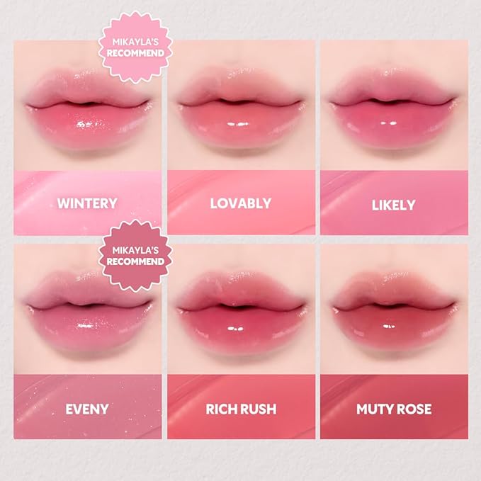TIRTIR [*Mini Size Waterism Tinted Lip Gloss #10 Heart Berry, 0.06 Fl Oz – Kiss Ready Lipgloss, 12H Long Lasting Non Sticky Natural Tinted Glow Korean Multiuse Cheek and Lip Tint for Women gift