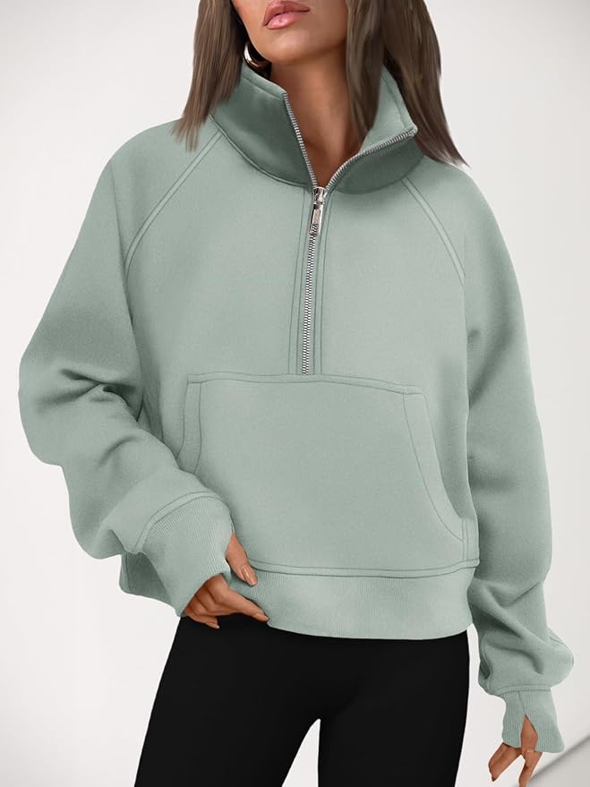 AUTOMET Womens Sweatshirts Half Zip Fleece Pullover Fall Outfits | Fall Fashion Clothes 2026,Cropped Sweatshirts,Cute Y2k Tops,Quarter Zipper Sweater,Winter Loungwear Outfits