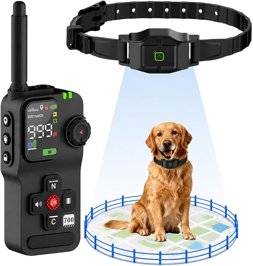 2-in-1 GPS Wireless Dog Fence & Training Collar System for Dogs 20+ lbs