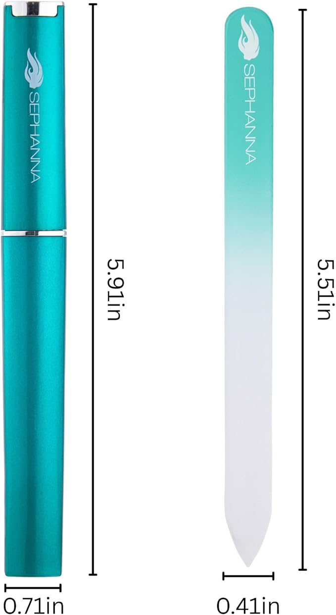 Sephanna 3 Pack Premium Crystal Glass Nail File for Natural Nails, Professional Glass Nail Files with case for Unisex, Portable Czech Glass Nail File Double Sided for Natural & Acrylic Nail Care