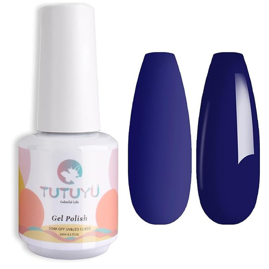 Deep Navy Blue Gel Nail Polish - 15ml Self-Leveling, Chip-Resistant, Lasts 28+ Days for Salon Manicure at Home