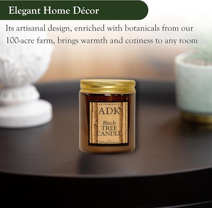 ADK Birch Scented Candle, 3.5 Oz Aromatherapy Candle, Proudly Poured in The USA, Natural Wax for Relaxation and Home Décor, for Gift, Kitchen, and Living Spaces