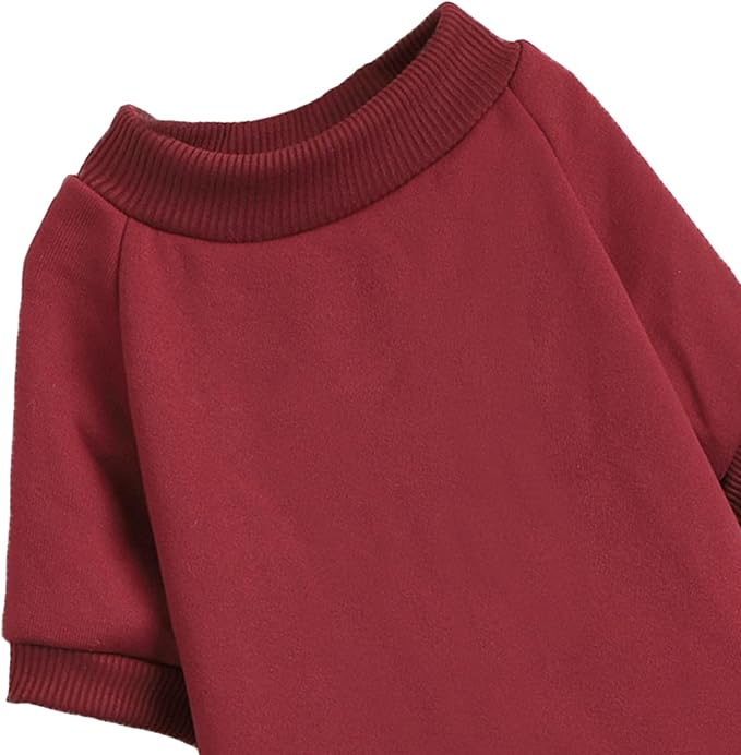 Soft Puppy Sweater for Small Dogs Winter Knit Pullover, Wine S | Elastic Cuffs Pet Clothes, Holiday Party Matching, Fall Winter Daily Outfit, Soft Breathable Machine Washable Sweatshirt