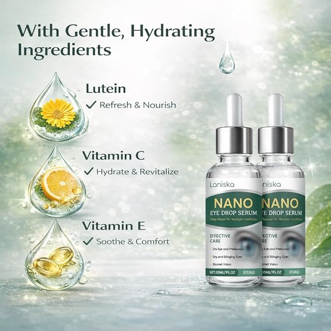 Eyes Optifusion Drops, Herbionyx Nano Drop Serum with Lutein, Vitamin C/E. 2pcs