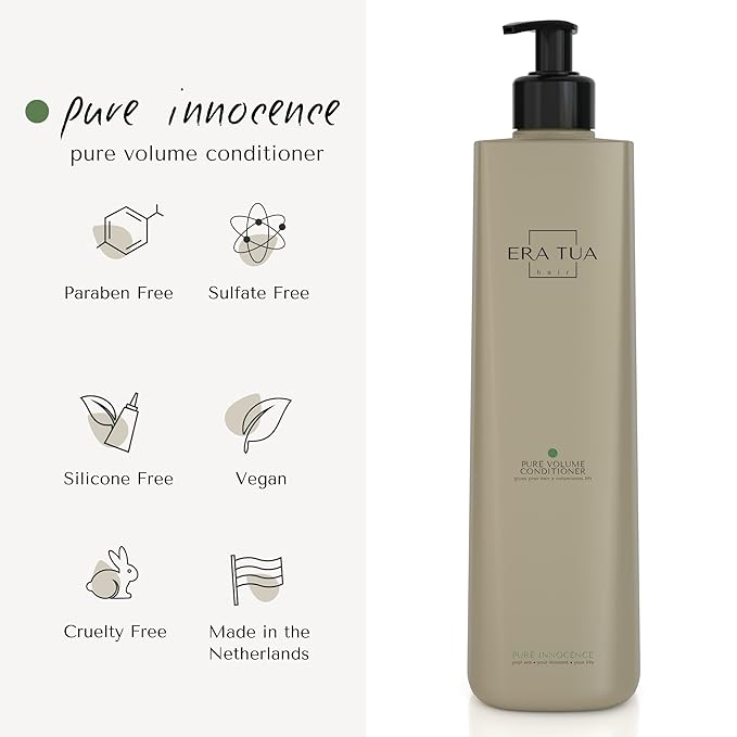 Pure Innocence Volume Conditioner | Dutch Made & Formulated | Boosts Volume for All Hair Types | Floral Scent of White Jasmine, curly hair conditioner Rose Ylang-Ylang & calendula | 200 ml