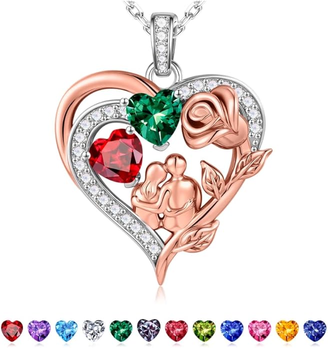 Iefil Valentines Day Gifts for Her - 925 Sterling Silver Birthstone Necklace for Women, Anniversary Birthday Gifts for Wife Girlfriend Mom