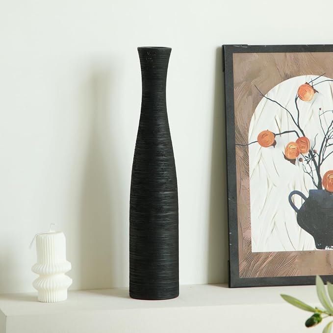 Ceramic Vase Home Decor, 15.7" Tall Flower Vases Modern Rustic Farmhouse | Tall Skinny Decorative Vase for Pampas Grass, Living Room, Office, Fireplace Bedroom Decoration