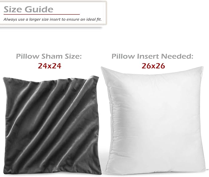 Nestl NB-2TRPLW-24-Gry Throw-Pillow-Covers, 26x26, Charcoal Stone Gray 4 Count