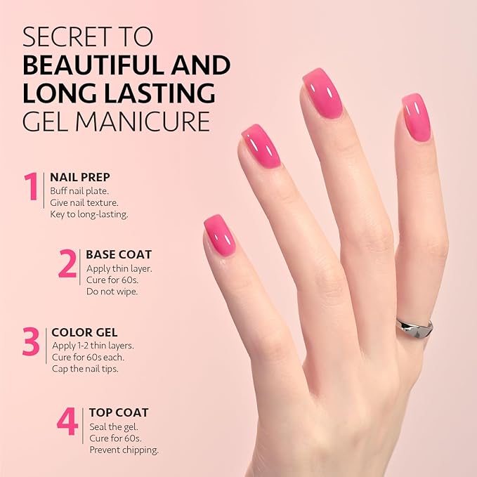 GAOY Jelly Gel Nail Polish, 16ml Sheer Pink Translucent Soak Off Gel Polish, UV Light Cure for Nail Art DIY, 2134 Pink Tulip
