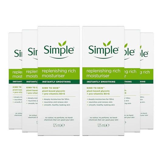 6 x Simple Kind to Skin Replenishing Rich Moisturiser 125ml