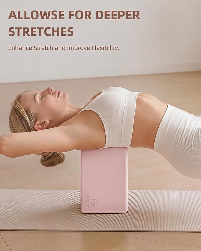 Gruper Yoga Blocks 2 Pack, 9"x6"x3" Exercise Blocks High-Density EVA Foam Blocks with Soft Non-Slip Surface, Lightweight Yoga Props for Yoga Pilates Meditation & Stretching