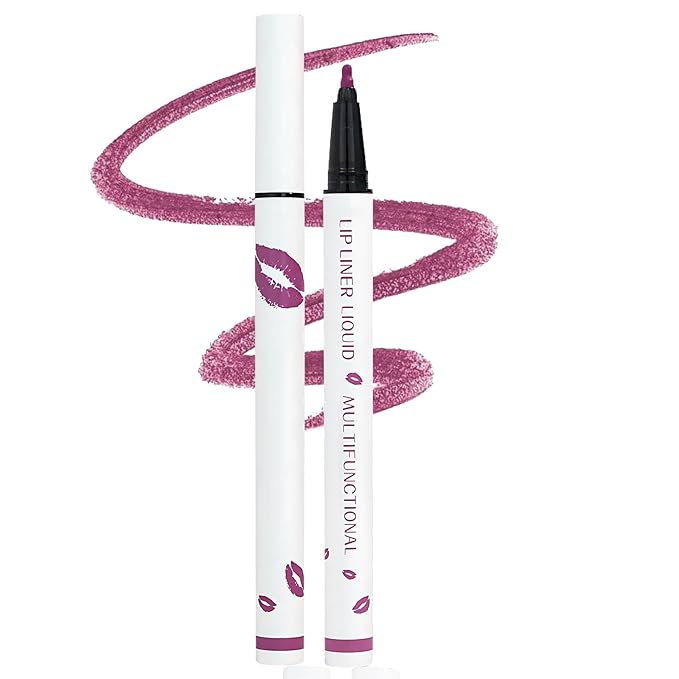 Longwear Liquid Lip Liner, 2025 New 2-in-1 Lip Liner Liquid Pen, Waterproof Long-Lasting Matte Liquid Lipstick for Women (08)