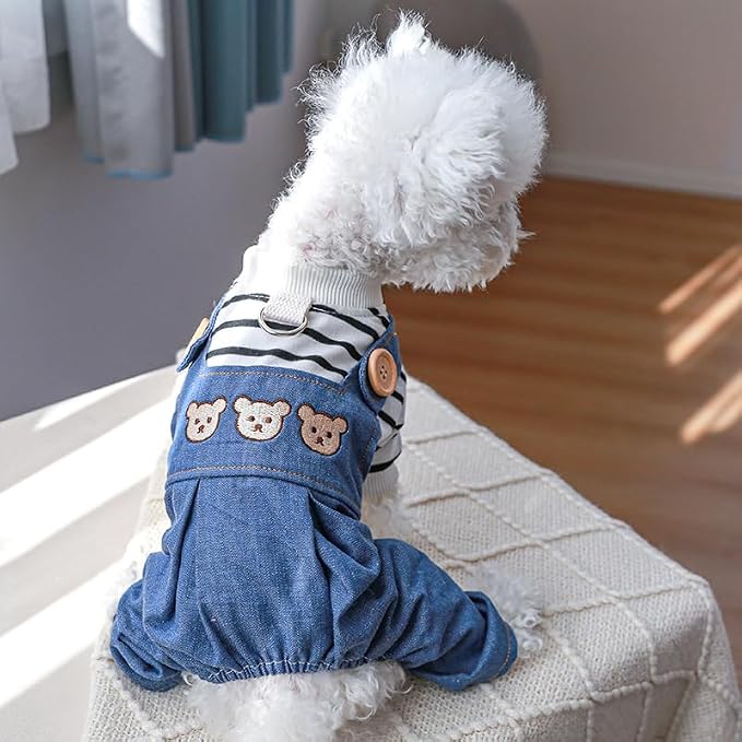 Dog Stylish Overalls Comfortable Puppy One Piece Outfits Summer Bib Overalls for Small Dogs Cute Pet Jumpsuit Onesie Chihuahua Yorkies Birthday Holiday Clothes Costume