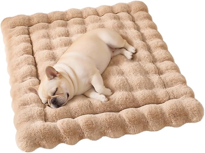 SOMAHE Plush Pet Bed Mat, Machine Washable, Medium 27x20 Latte Coffee | Machine Washable + Non-Slip Paw Bottom: plush pet mat stays fluffy and steadier for large cats and small dogs.