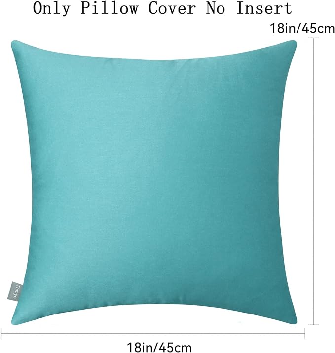 Thmyo 4-Pack 100% Cotton Comfortable Solid Decorative Throw Pillow Case Square Cushion Cover Pillowcase Sublimation Blank Pillow Covers DIY Throw Pillowcase for Sofa Bedroom(18x18 inch/ 45x45cm,Green)