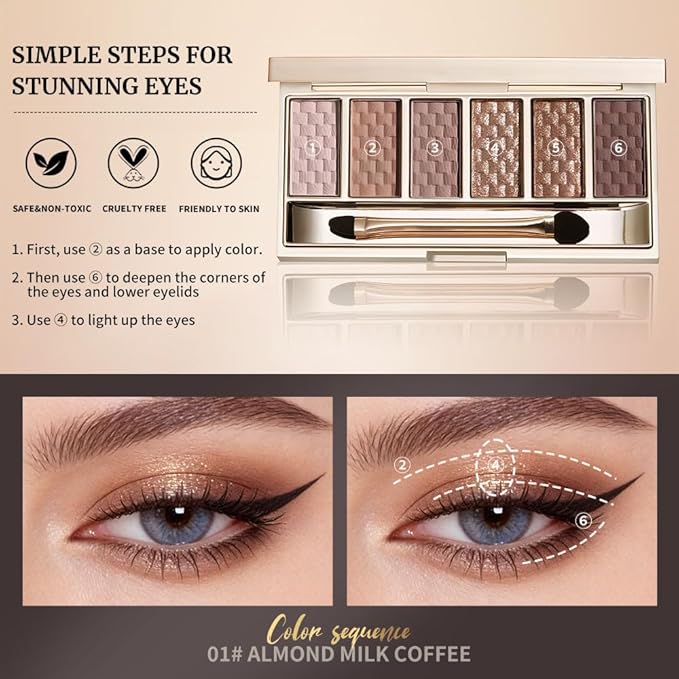 Neutral Nude Brown Eyeshadow Palette–6Matte&Shimmer Shades, Blendable Long-Lasting Eye Shadow Kit for Natural Everyday Makeup, Soft Glam Looks&Mature Eyes, Smooth Formula, Valentine’s Day Gift for Her