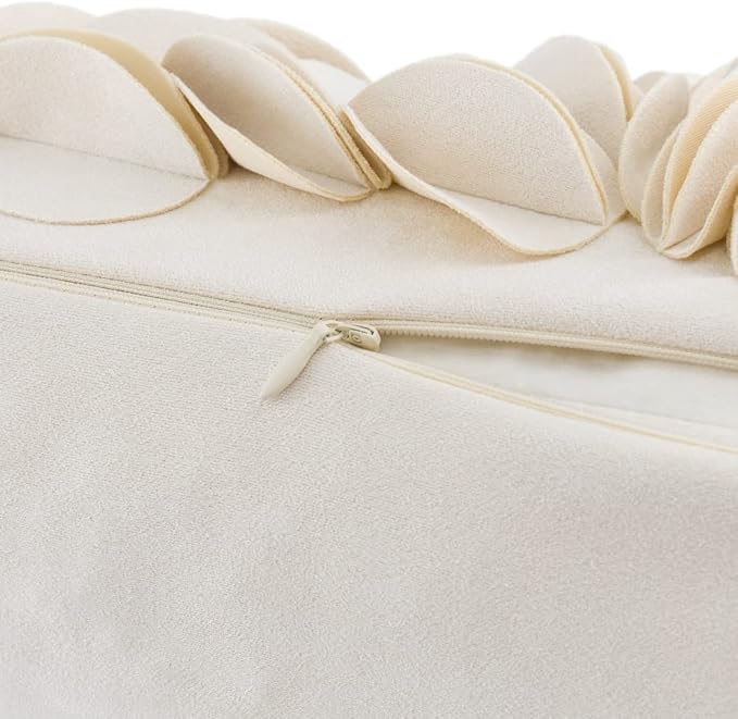 KINGROSE Handmade 3D Flower Home Decorative Throw Pillow Case Rectangular Cushion Cover 12 x 20 Inches for Bed Living Room Sofa Chair Solid Suede Beige | Rectangular Cushion Cover, Soft Home Decorative Pillow Cover , For Bed Living Room Sofa Chair