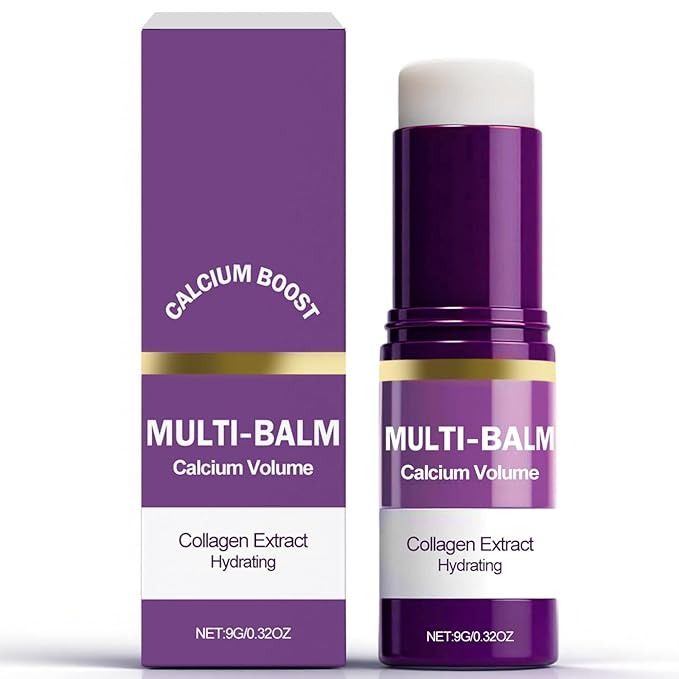Hajoyful Calcium Multi Balm, Calcium Volume & Wrinkle Core Stick, Korean Collagen Moisturing Stick, Hydrating, Firming Skin, Suitable for Face, Eyes & Neck, 9g