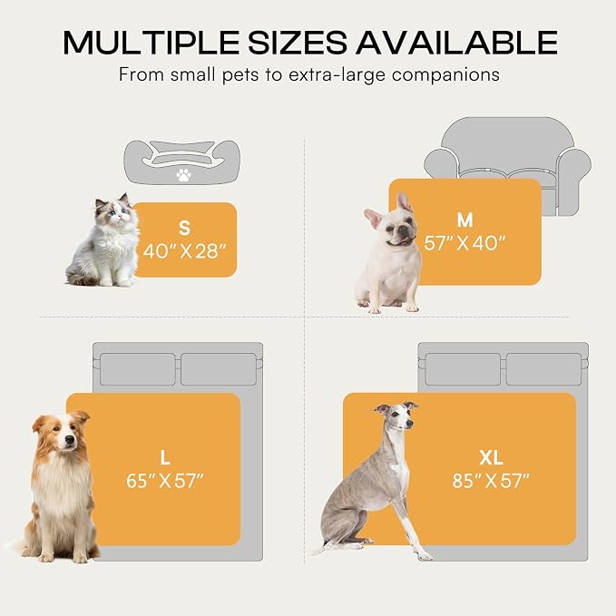 Luciphia Waterproof Dog Blanket, Washable Reversible Flannel Pet Throw | Reversible fleece cover for couch, bed, and crate; calming, and claw-resistant for dogs, cats, puppies Khaki XL(85''x57'')