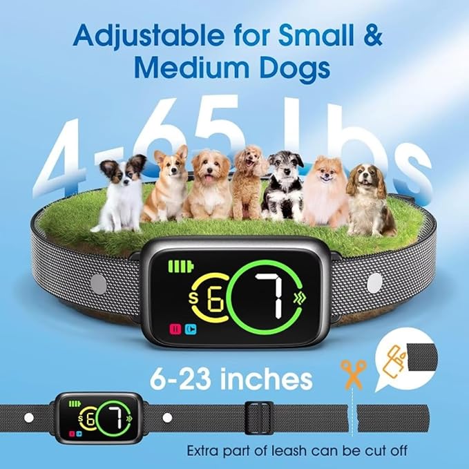 Dog Bark Collar for Large Medium Small Dogs, Rechargeable Smart Bark Collar, Anti Barking Training Collar with 7 Adjustable Sensitivity Beep Vibration (Black)