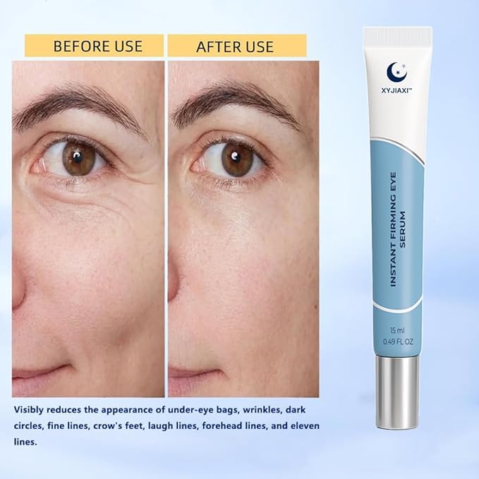 Instant Firming Eye Serum, Anti-Aging Formula for Under Bags and Wrinkles, Under Eye Cream, Wrinkle Filler, Visibly Improves for Bags Dark Circles Treatment for Puffines, 15ml (Without Fragrance)